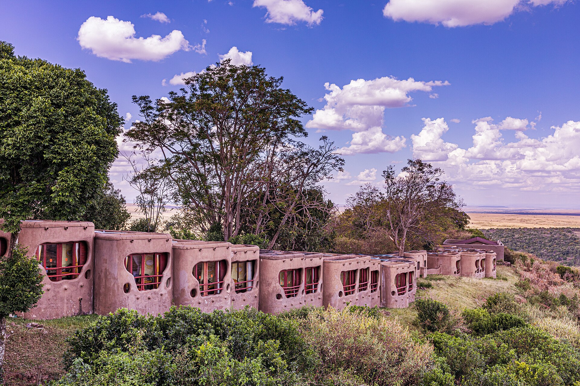 African safari lodge sunset
